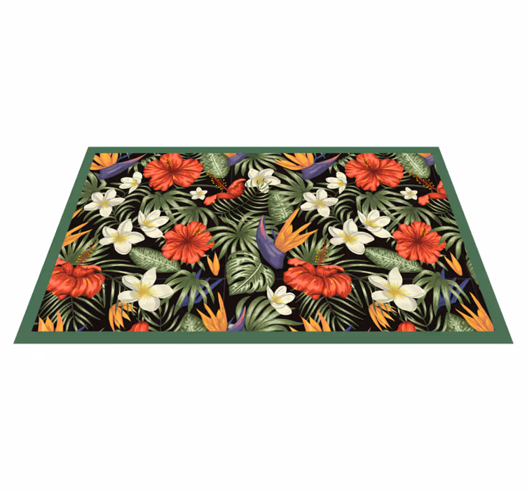 Tropisch kleurrijk patroon vinyl tapijt bloemen en planten - TenStickers