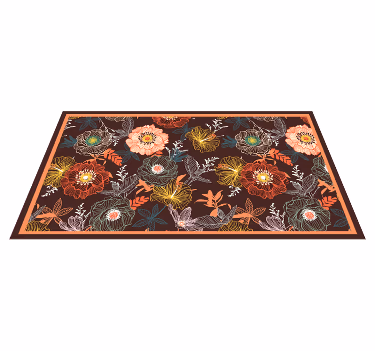 Vintage burst-ontwerp vinyl tapijt bloemen en planten - TenStickers