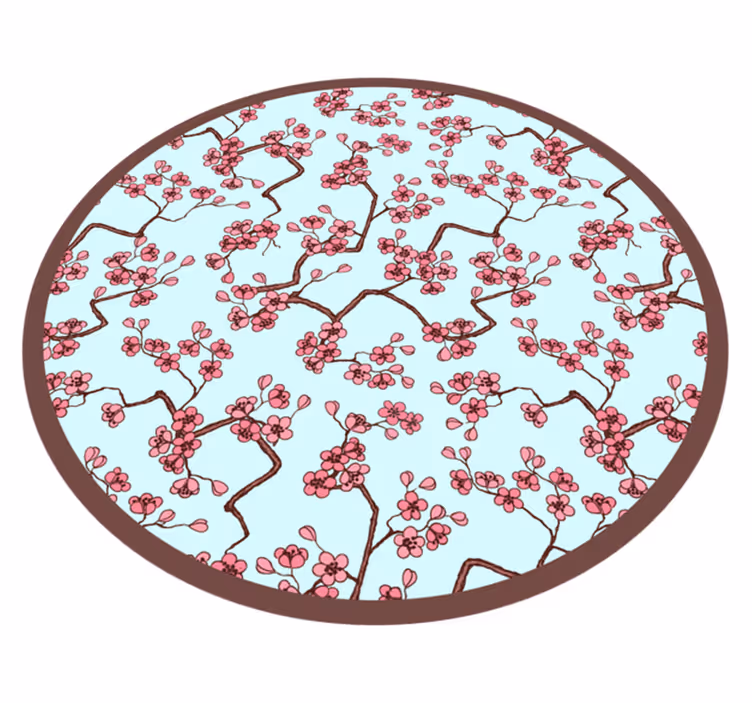Kersenbloesempatroon vinyl tapijt bloemen en planten - TenStickers