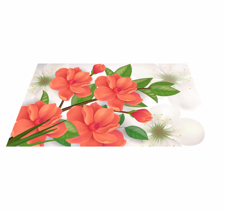 Kleurrijk bloesemarrangement vinyl tapijt bloemen en planten - TenStickers