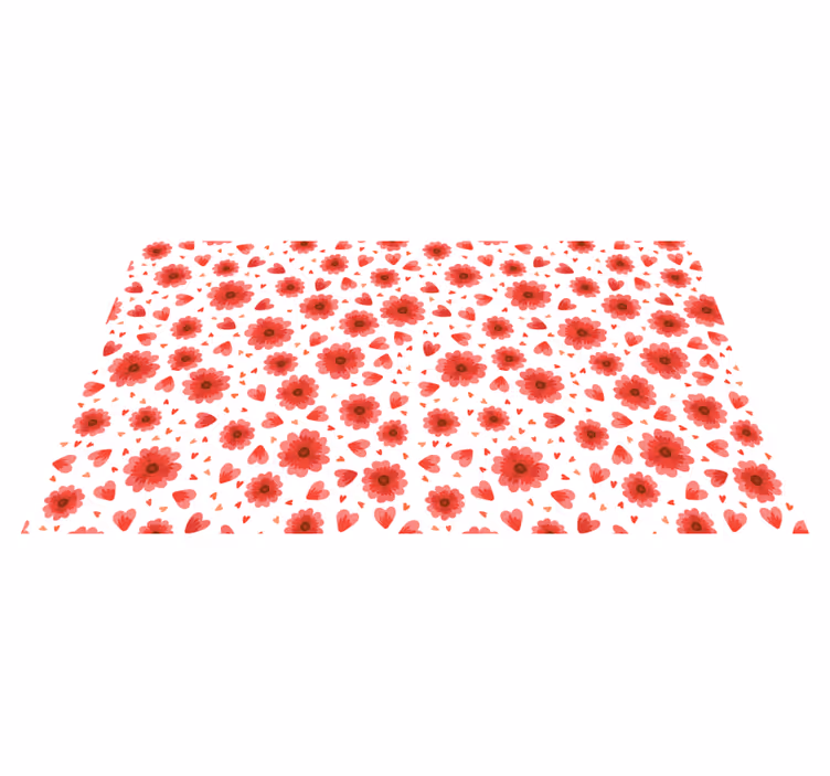 Bloemenhartpatroon vinyl tapijt bloemen en planten - TenStickers