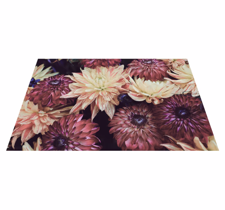 Bloeiende dahlia-vertoning vinyl tapijt bloemen en planten - TenStickers