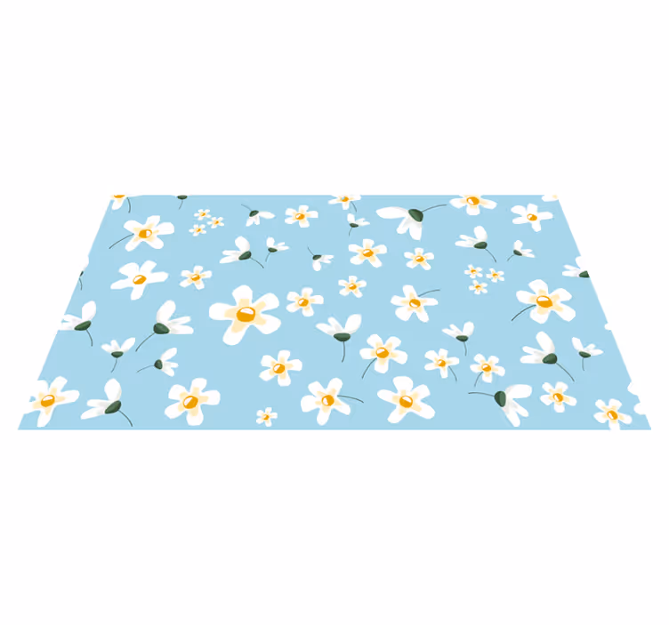 Madeliefjesbloesempatroon vinyl tapijt bloemen en planten - TenStickers