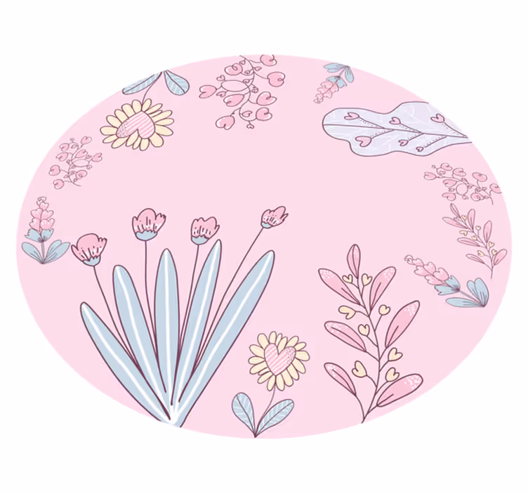 Bloemenhartpatronen vinyl tapijt bloemen en planten - TenStickers