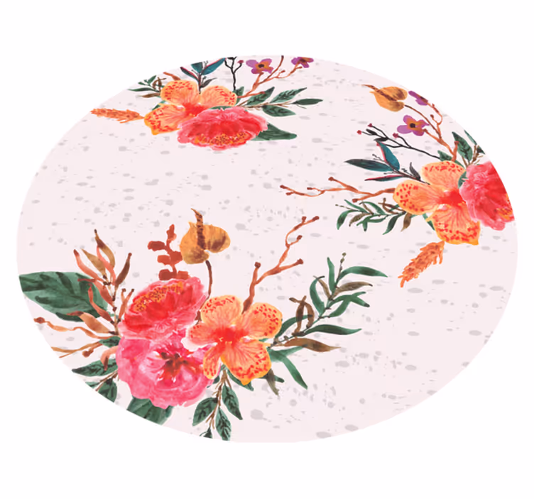 Pioenrozen en orchideeën vinyl tapijt bloemen en planten - TenStickers