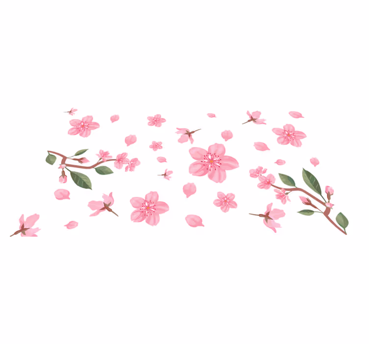 Roze bloesemmotief vinyl tapijt bloemen en planten - TenStickers