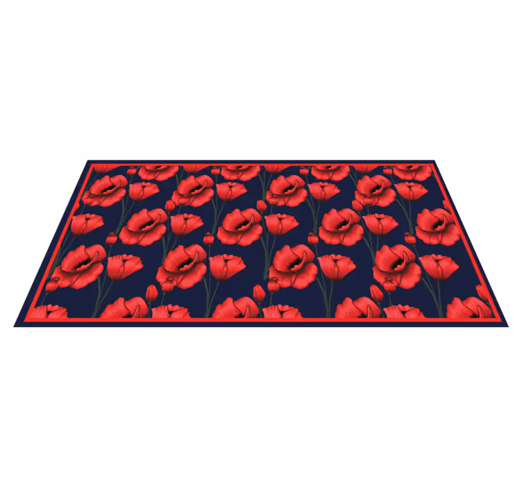Rode klaproos arrangement vinyl tapijt bloemen en planten - TenStickers