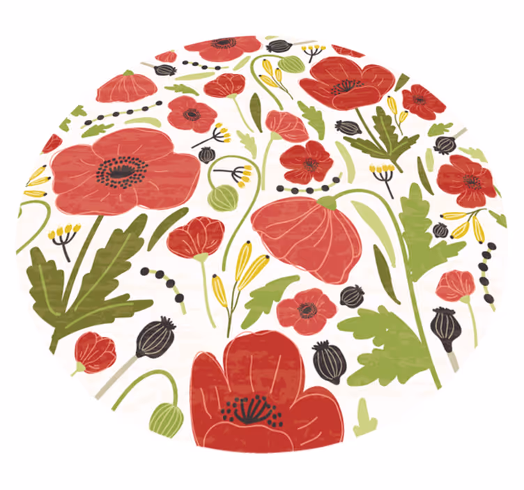 Rode papaverbloesems vinyl tapijt bloemen en planten - TenStickers