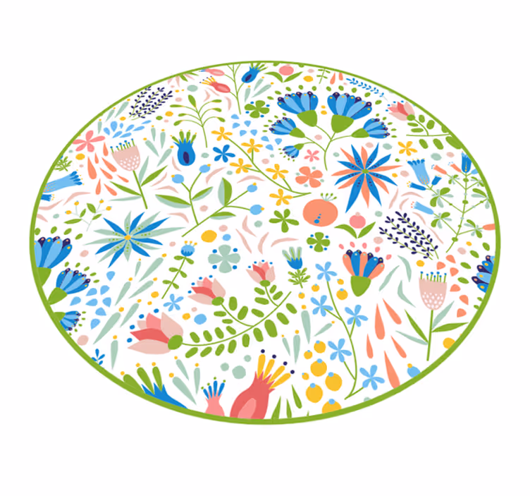 Bloemenpatronen verrukken vinyl tapijt rond - TenStickers