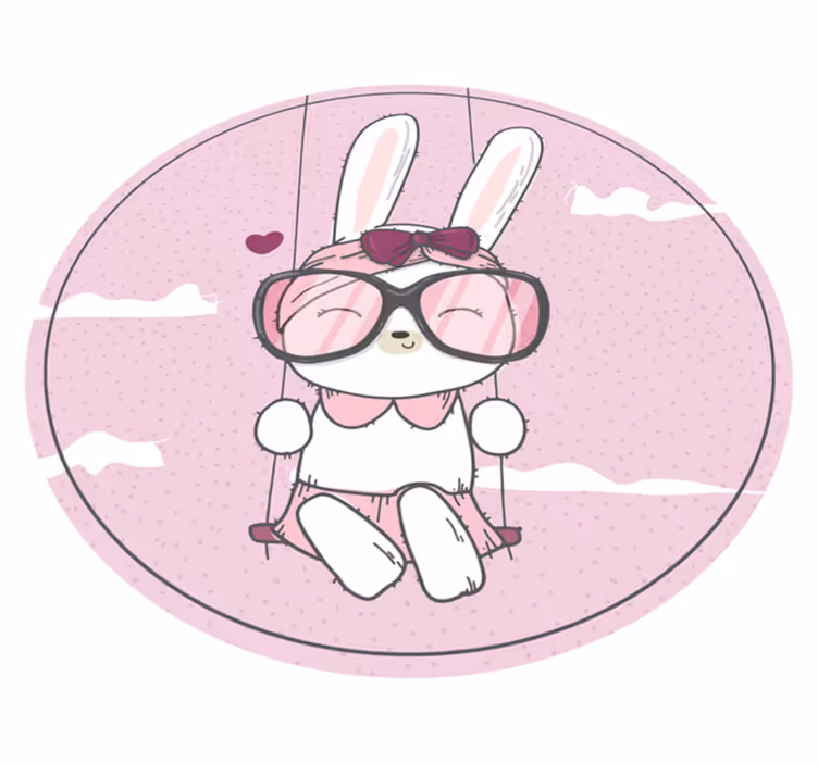 Schattig konijntje dat schommelt vinyl tapijt kind - TenStickers