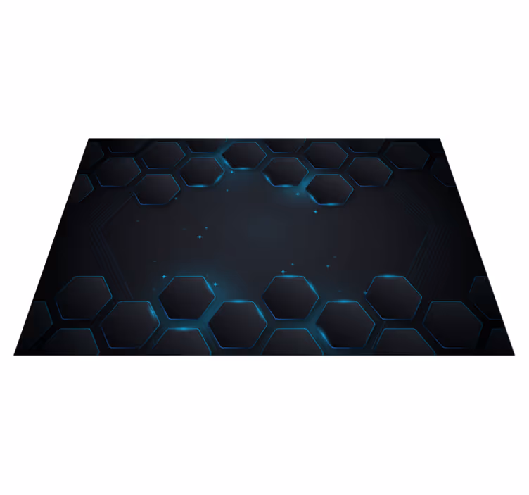 Blauwe hexagonale lay-out vinyl tapijt geometrisch - TenStickers