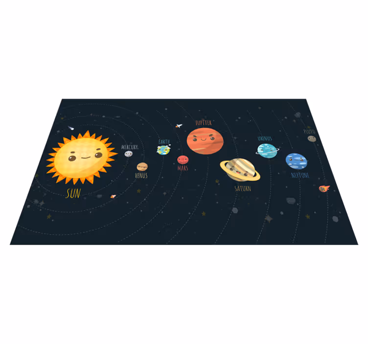 Reis door het zonnestelsel vinyl tapijt baby - TenStickers