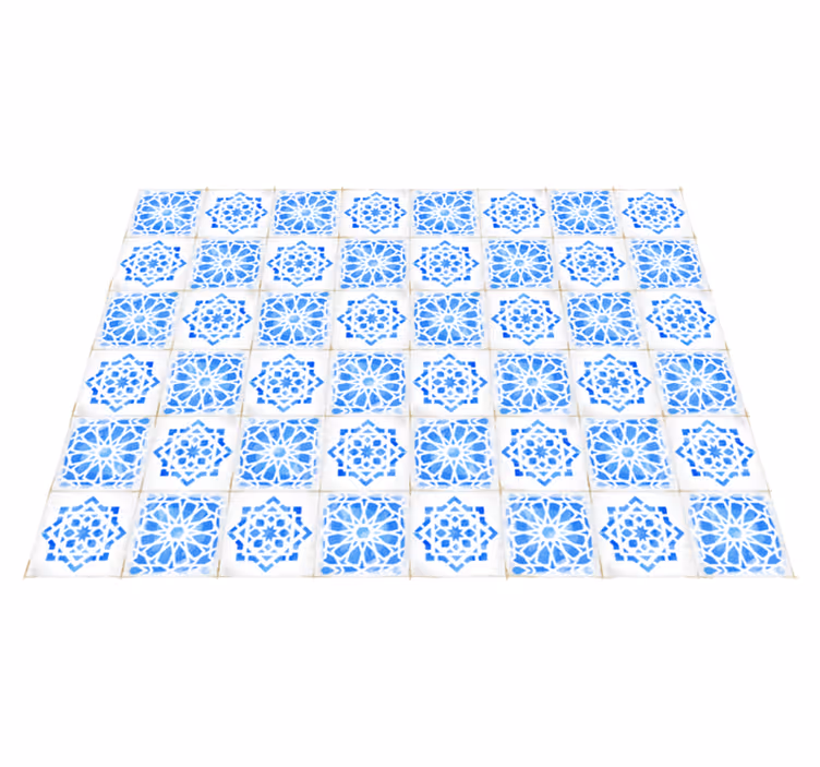 Ingewikkelde blauwe patronen vinyl tapijt tegels - TenStickers