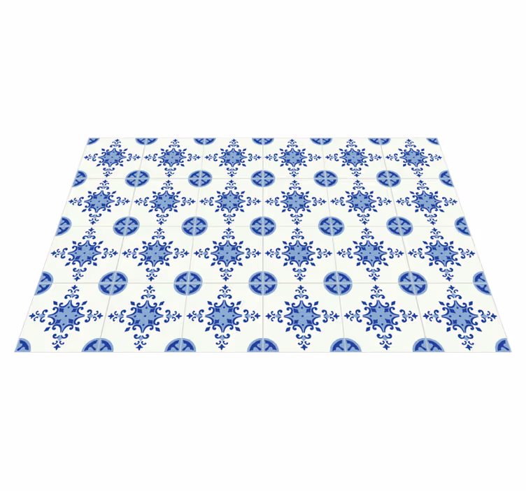 Azuurblauwe bloesem arrangement vinyl tapijt tegels - TenStickers