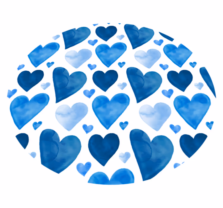Blauw hartpatroon vinyl tapijt tiener - TenStickers
