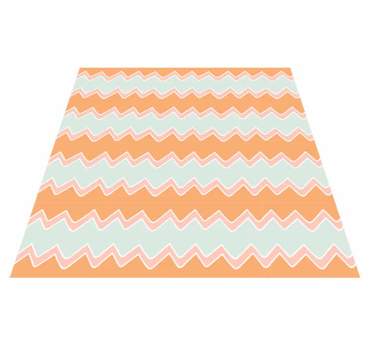 Beige en blauw zigzagpatroon vinyl tapijt geometrisch - TenStickers