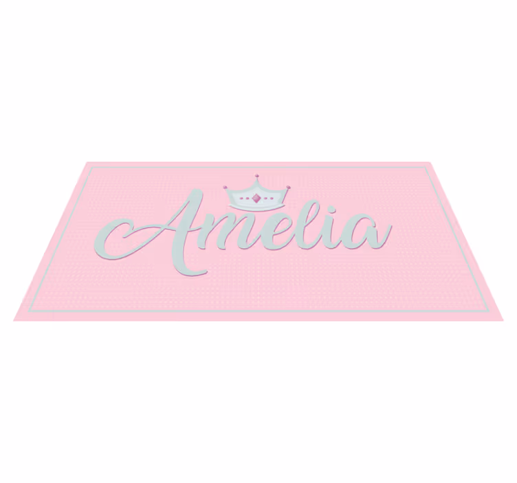 Gekroonde roze benaming vinyl tapijt met naam - TenStickers