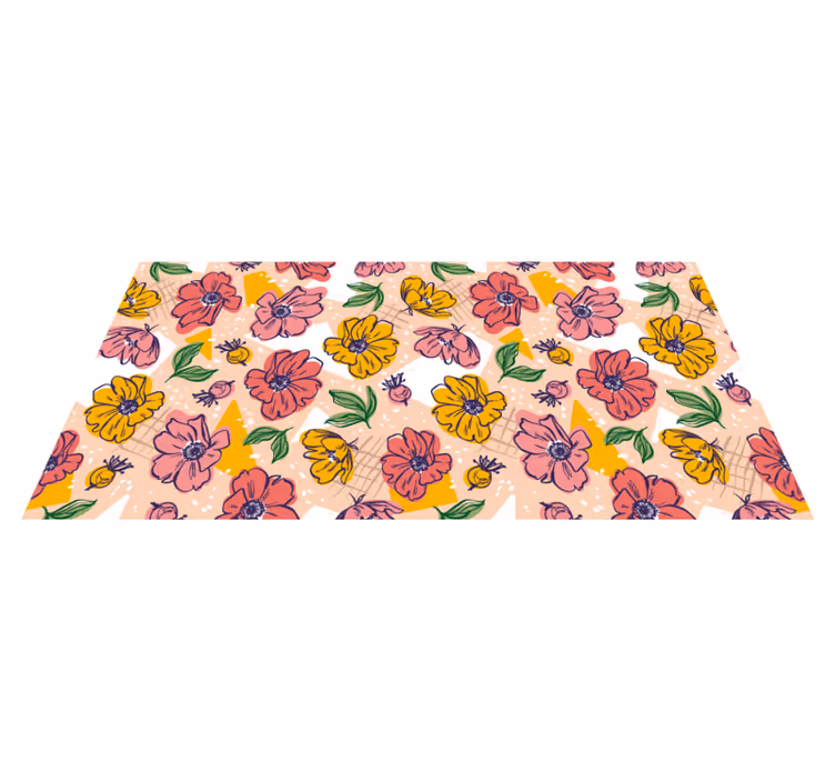 Vinyl tapijt bloemen en planten kleurrijke patronen - TenStickers