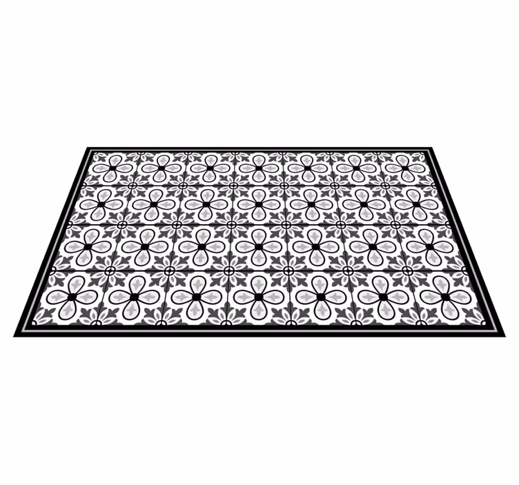 Grijs bloemenmotief vinyl tapijt tegels - TenStickers