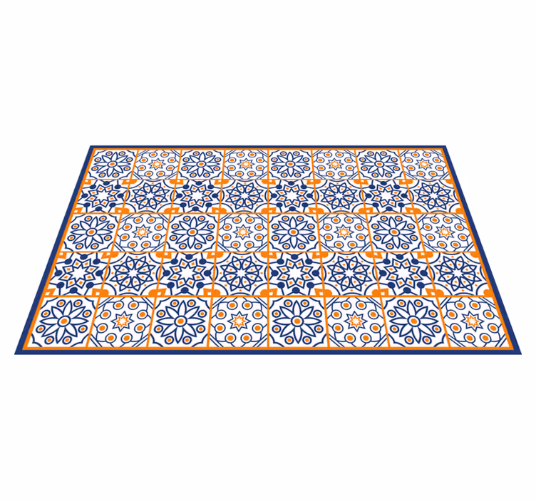 Vinyl tapijt tegels levendig blauw patroon - TenStickers