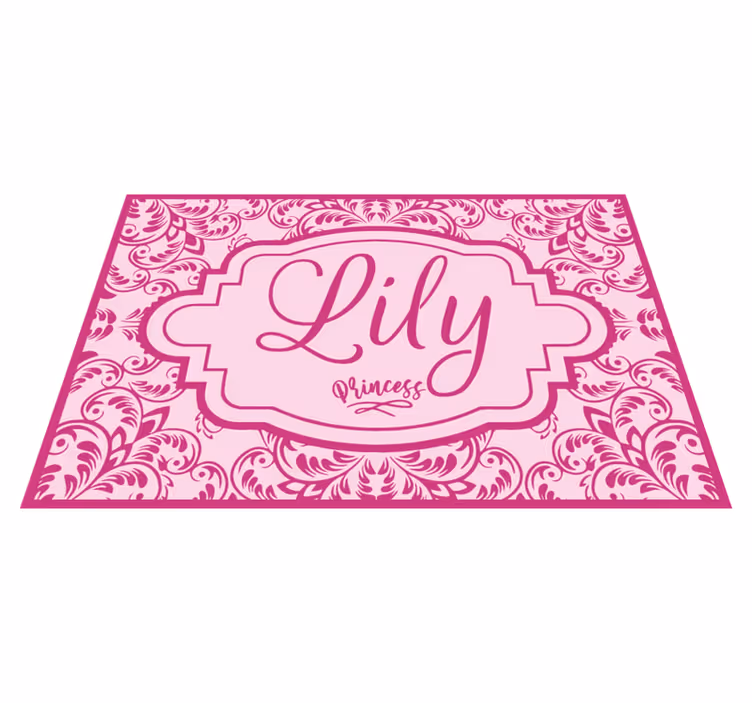 Prinses bloemmotief vinyl tapijt met naam - TenStickers