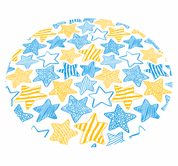 Geel en blauw ontwerp vinyl tapijt sterren - TenStickers