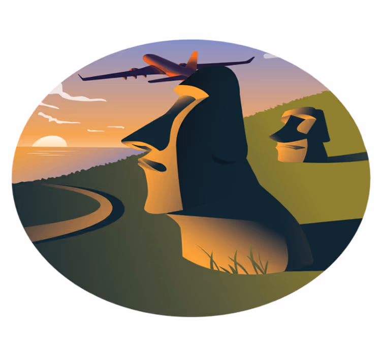 Zonsondergang op paaseiland vinyl tapijt rond - TenStickers