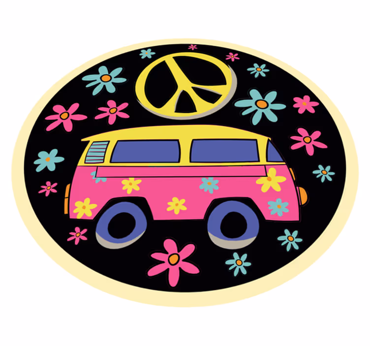 Flower power busje vinyl tapijt meer kinderen - TenStickers