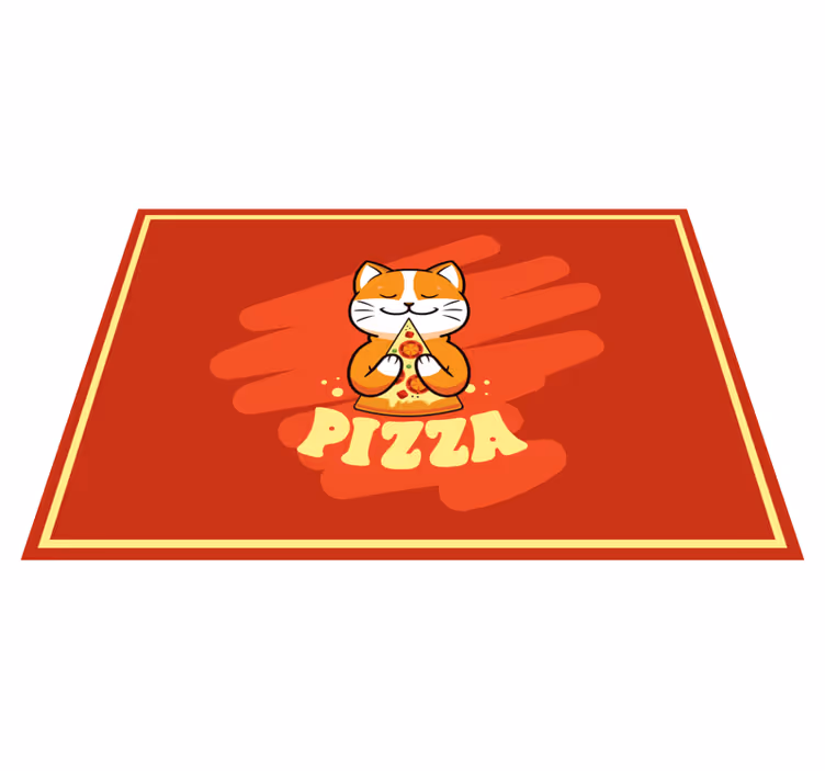 Schattige kat met pizza vinyl tapijt keuken - TenStickers