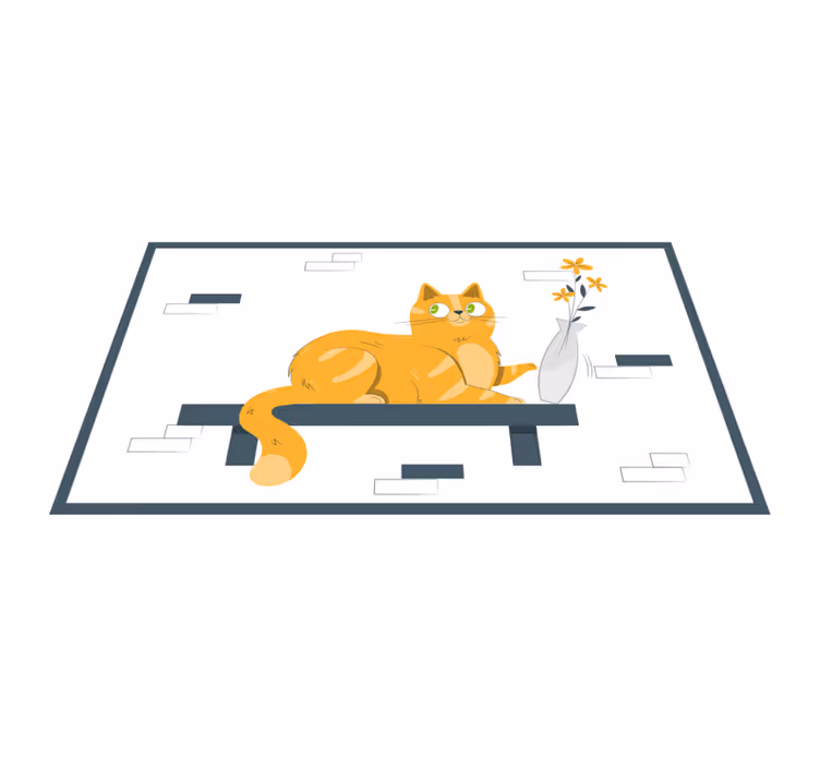 Speelse kattenscène vinyl tapijt meer kinderen - TenStickers