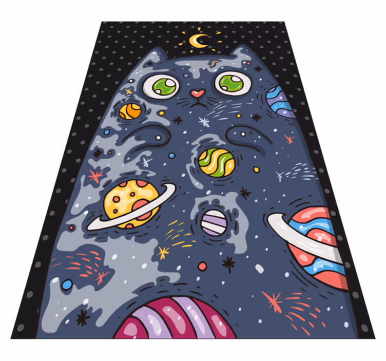 Kosmisch kattenavontuur vinyl tapijt meer kinderen - TenStickers