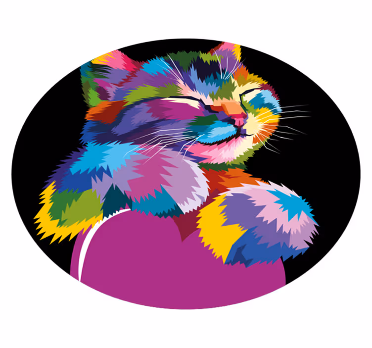 Levendige kattenillustratie dieren vinyl tapijt - TenStickers