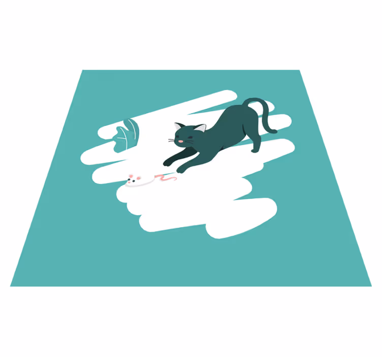 Speelse kattenachtervolging vinyl tapijt slaapkamer - TenStickers