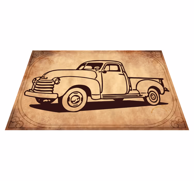 Klassieke vrachtwagen silhouet vinyl tapijt antiek - TenStickers
