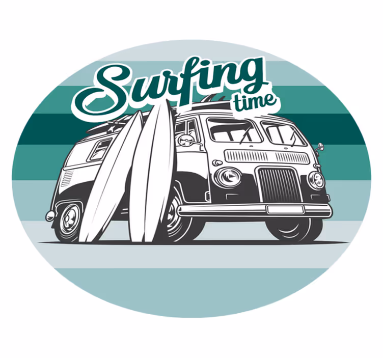 Surfavontuur vinyl tapijt tiener - TenStickers