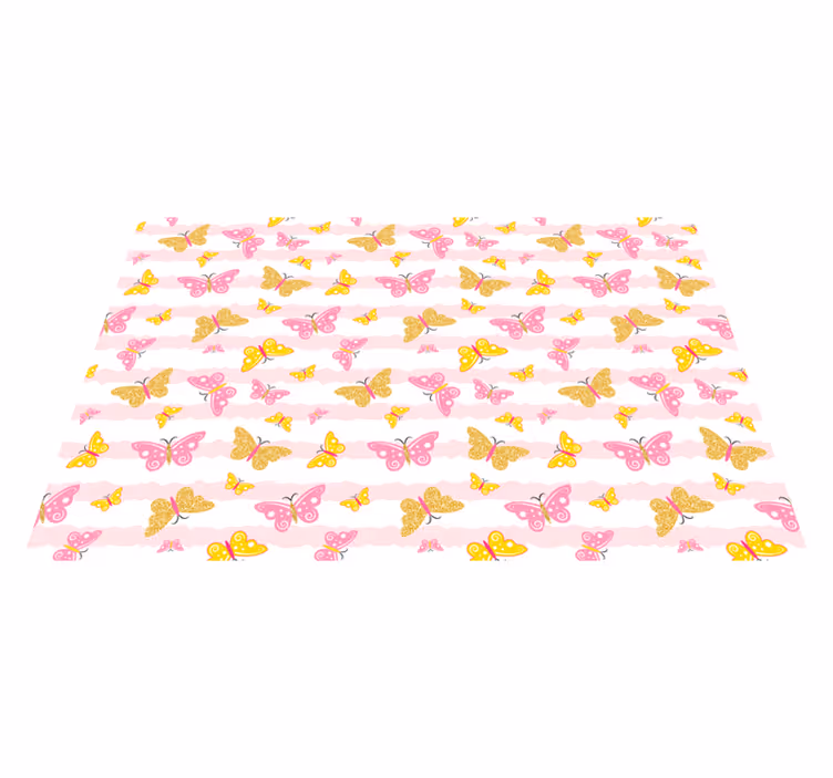 Roze en gele vlinders vinyl tapijt meer kinderen - TenStickers