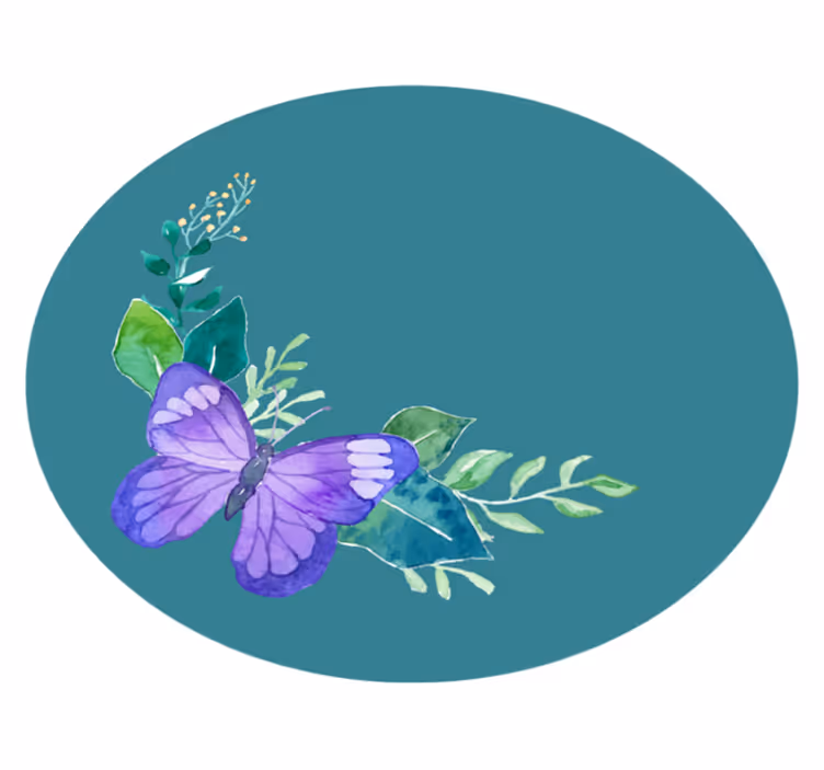 Vlinder botanisch motief vinyl tapijt bloemen en planten - TenStickers