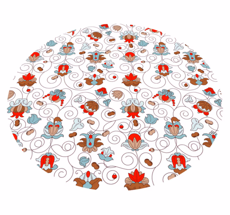 Vinyl tapijt bloemen en planten spirale accent - TenStickers