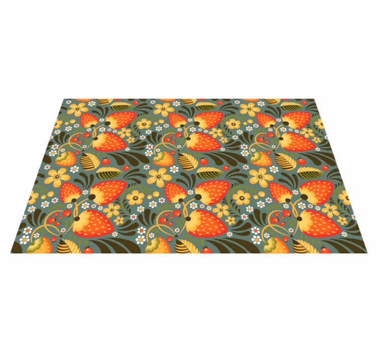 Helder bloemenpatroon vinyl tapijt keuken - TenStickers