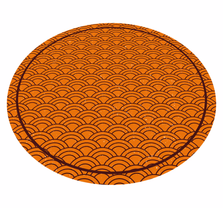 Oranje golfpatroon vinyl tapijt rond - TenStickers