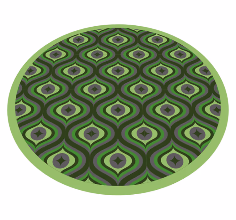 Ingewikkelde groene golven vinyl tapijt rond - TenStickers