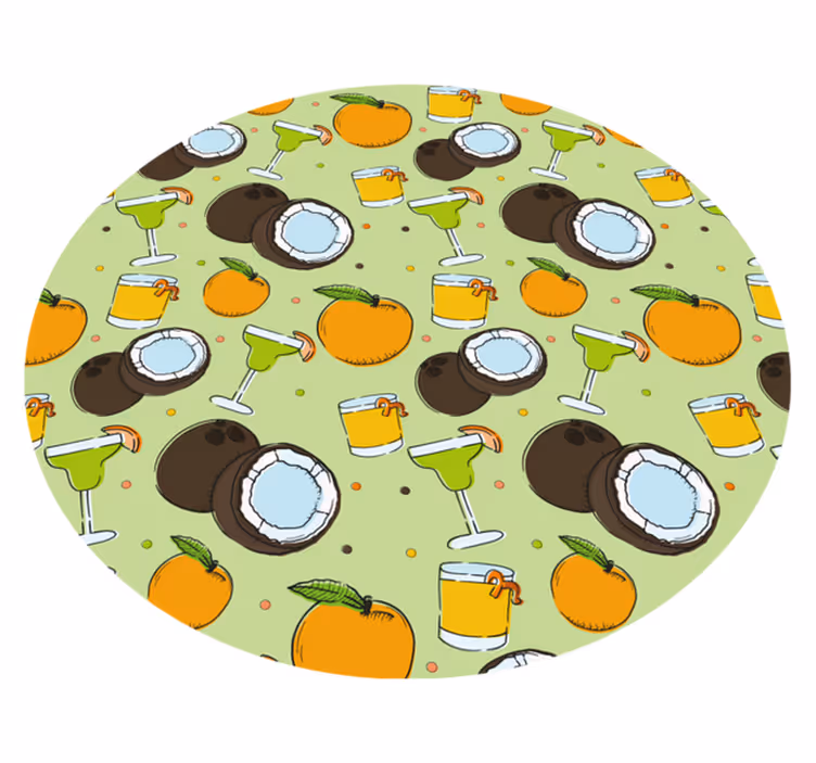 Kokoscocktailplezier vinyl tapijt rond - TenStickers
