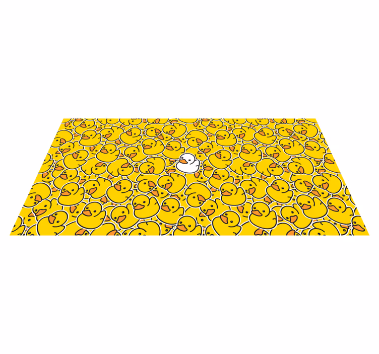 Witte eend met geel patroon dieren vinyl tapijt - TenStickers