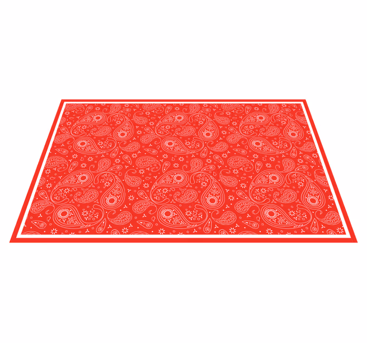 Rood paisleypatroon vinyl tapijt wereldkaart - TenStickers
