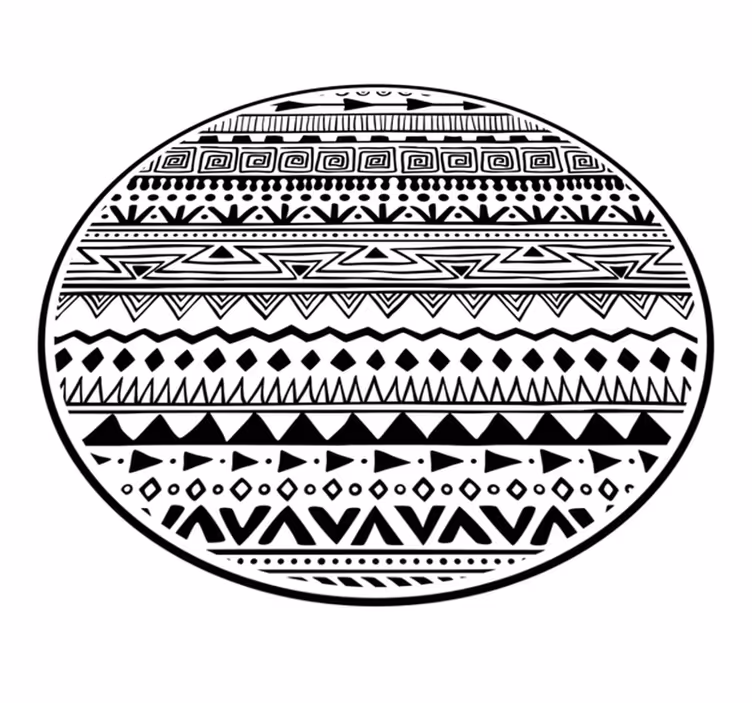 Zwart-witte patronen vinyl tapijt etnisch - TenStickers