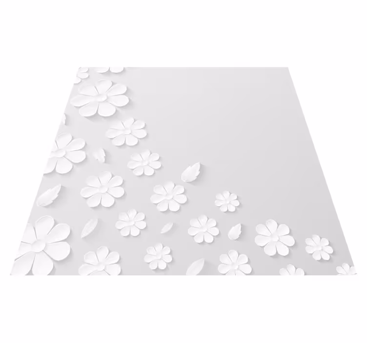 Wit bloemenpatroon vinyl tapijt bloemen en planten - TenStickers