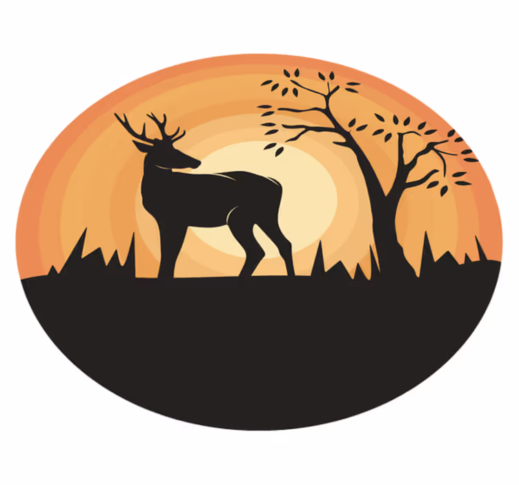 Retro serene hertensilhouet vinyl tapijt antiek - TenStickers