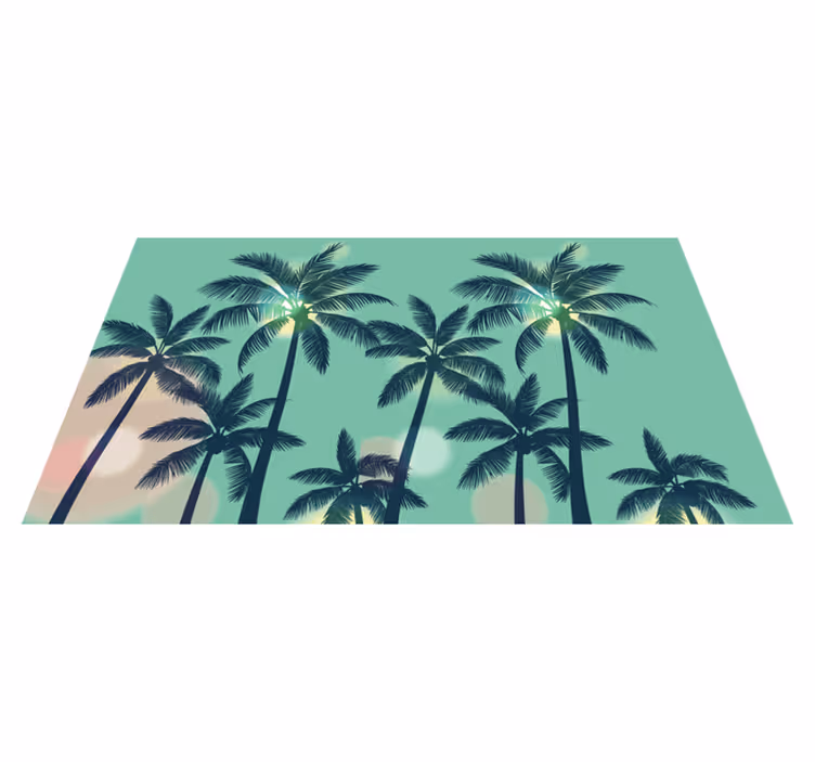 Palmboom vibes vinyl tapijt natuur - TenStickers