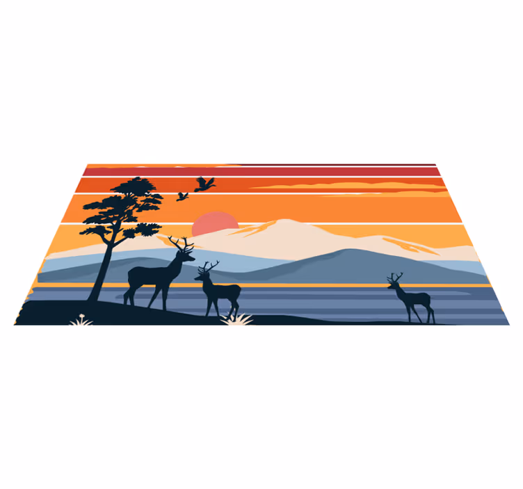 Zonsondergang wildernis scène vinyl tapijt natuur - TenStickers