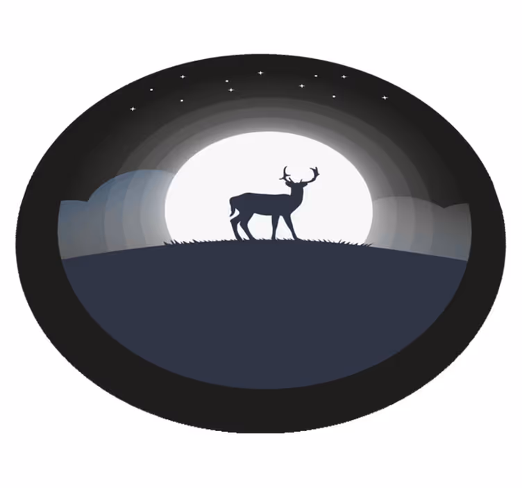 Hert onder de maan vinyl tapijt rond - TenStickers